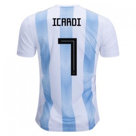 Camisolas de Futebol Argentina Icardi 7 Equipamento Principal Copa do Mundo 2018 Manga Curta